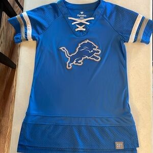 Fanatics Women's Detroit Lions Lace Up Bling V-Neck Longline Jersey Size Small